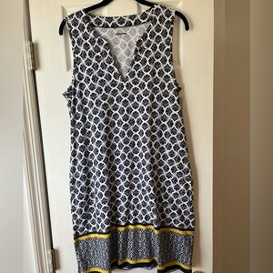 Lands' End Blue and White Sheath Midi Dress